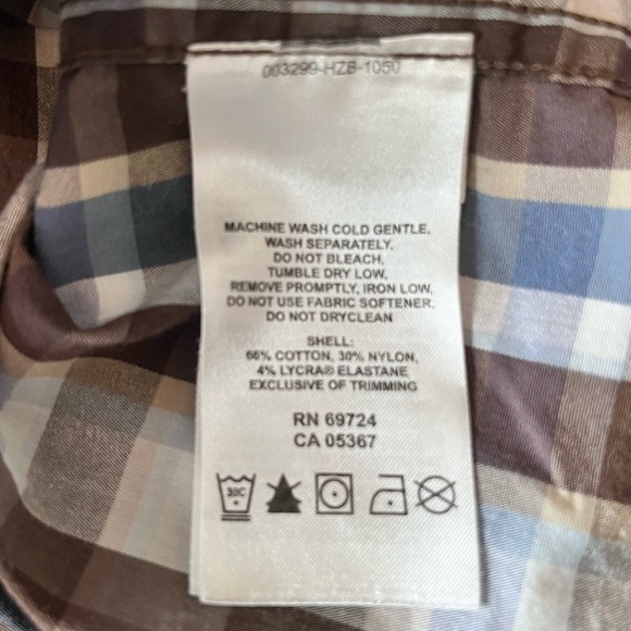 Columbia Men’s XL Button Front Shirt Short Sleeve Shirt Brown plaid omni wick - Picture 5 of 5